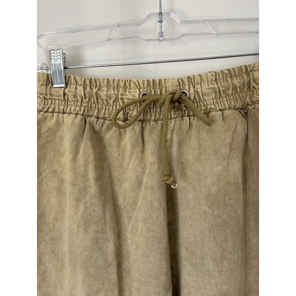 Pretty Little Thing Pants 6 Cargo Tapered Pockets Green Elastic Waist Boho - Picture 3 of 13